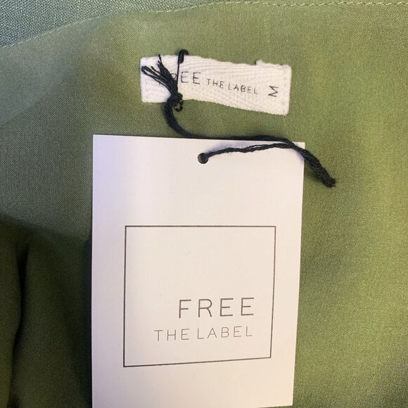 Free The Label Green Linen Crop Top & Wide-Leg Pants Set, Size Medium - Picture 7 of 8